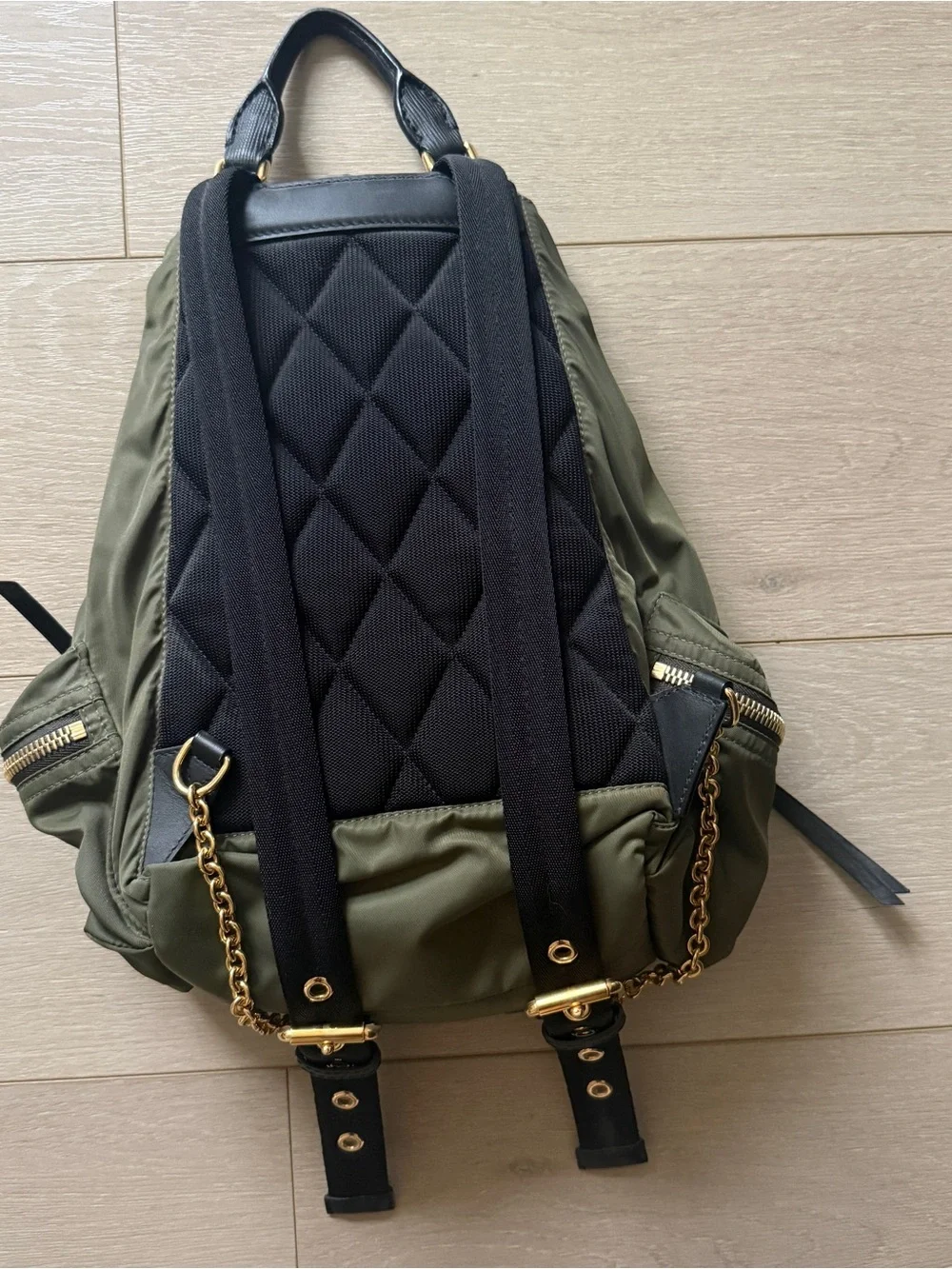 Burberry Technical Nylon and Leather Rucksack Green